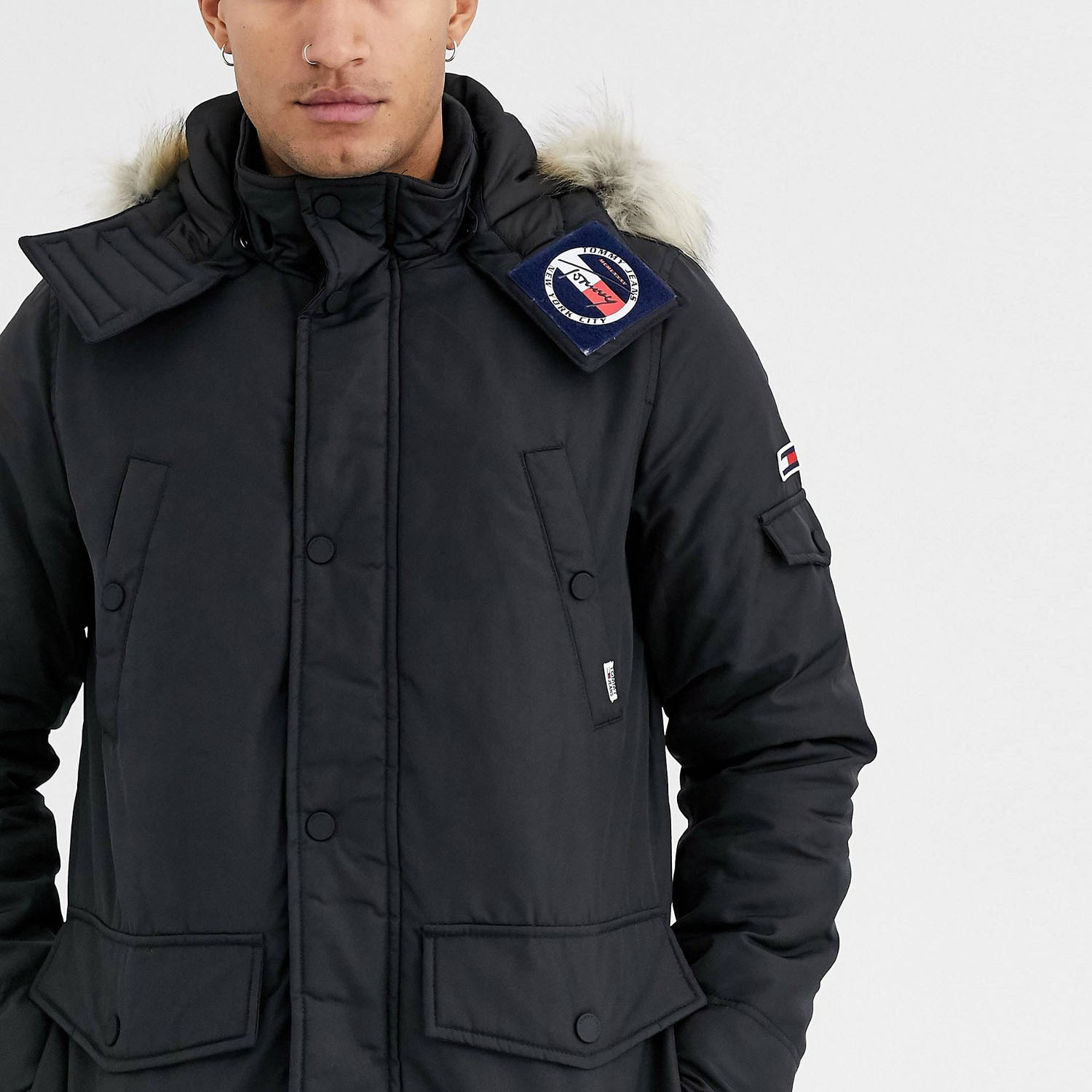 Tommy Hilfiger TJM Tech Parka Black brand centr